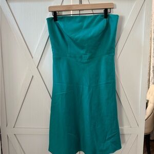 Ann Taylor Teal Strapless A-Line Dress
